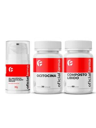 Gel Anestésico Pra Ejaculação Precoce 30g + Ocitocina (Oxitocina) 30 Cápsulas + Composto Libido 60 Doses