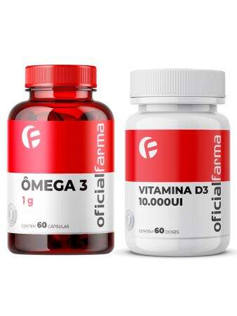 Ômega 3 1g 60 Cápsulas + Vitamina D3 10.000UI 60 Doses