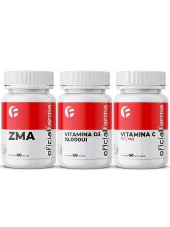 Vitamina C 500Mg 60 Cápsulas + Vitamina D3 10.000UI 60 Doses + Zma 60 Doses